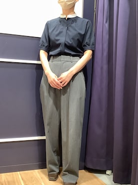 「アイテム（ビジネスシャツ、ブラック系）」を使った、BRICK HOUSE by Tokyo Shirts 盛岡南イオンモール店さん（レディース・160cm）の夏コーディネート