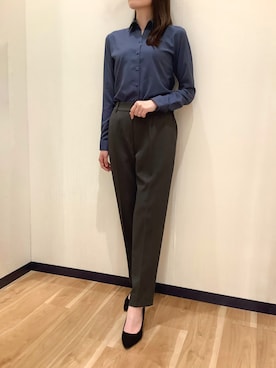 「アイテム（ビジネスシャツ）」を使った、BRICK HOUSE by Tokyo Shirts 盛岡南イオンモール店さん（レディース・163cm）の秋コーディネート