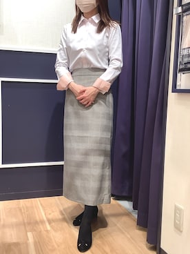 「アイテム（ビジネスシャツ、ピンク系）」を使った、BRICK HOUSE by Tokyo Shirts 盛岡南イオンモール店さん（レディース・161cm）の冬コーディネート