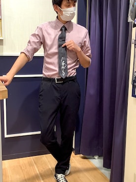 「アイテム（ビジネスシャツ、ピンク系）」を使った、BRICK HOUSE by Tokyo Shirts 盛岡南イオンモール店さん（メンズ・175cm）の秋コーディネート
