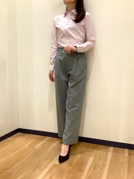 「アイテム（ビジネスシャツ）」を使った、BRICK HOUSE by Tokyo Shirts 盛岡南イオンモール店さん（レディース・163cm）の秋コーディネート