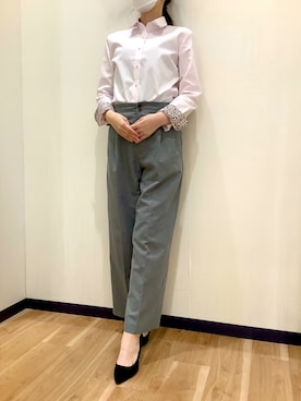 「アイテム（ビジネスシャツ）」を使った、BRICK HOUSE by Tokyo Shirts 盛岡南イオンモール店さん（レディース・163cm）の夏コーディネート
