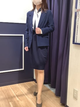 「リボンタイ」｜BRICK HOUSE by Tokyo Shirts 盛岡南イオンモール店さん（レディース・161cm）の冬コーディネート