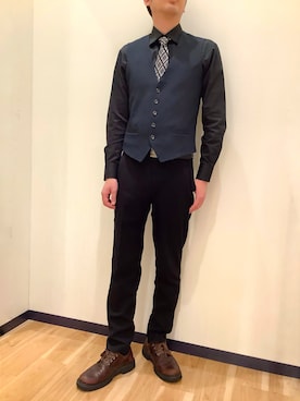 「アイテム（ビジネスシャツ）」を使った、BRICK HOUSE by Tokyo Shirts 盛岡南イオンモール店さん（メンズ・175cm）の冬コーディネート