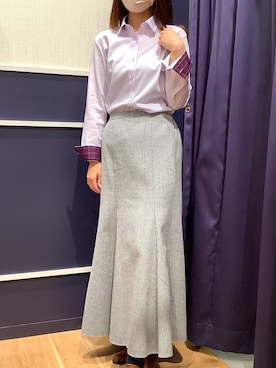 「アイテム（ビジネスシャツ、パープル系）」を使った、BRICK HOUSE by Tokyo Shirts 盛岡南イオンモール店さん（レディース・161cm）の秋コーディネート