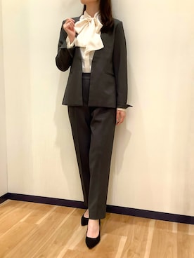 「アイテム（ノーカラージャケット）」を使った、BRICK HOUSE by Tokyo Shirts 盛岡南イオンモール店さん（レディース・163cm）の秋コーディネート