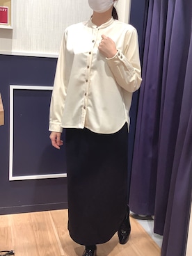 「スタンドカラーシャツ」｜BRICK HOUSE by Tokyo Shirts 盛岡南イオンモール店さん（レディース・163cm）の秋コーディネート