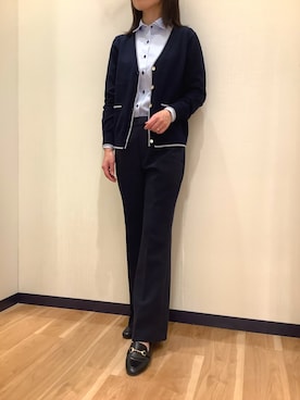 「アイテム（ビジネスシャツ）」を使った、BRICK HOUSE by Tokyo Shirts 盛岡南イオンモール店さん（レディース・161cm）の秋コーディネート