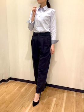 「アイテム（ビジネスシャツ）」を使った、BRICK HOUSE by Tokyo Shirts 盛岡南イオンモール店さん（レディース・163cm）の夏コーディネート