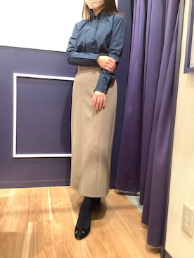 「アイテム（ビジネスシャツ、ブラック系）」を使った、BRICK HOUSE by Tokyo Shirts 盛岡南イオンモール店さん（レディース・161cm）の春コーディネート