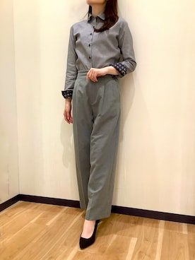 「アイテム（ビジネスシャツ）」を使った、BRICK HOUSE by Tokyo Shirts 盛岡南イオンモール店さん（レディース・163cm）の秋コーディネート