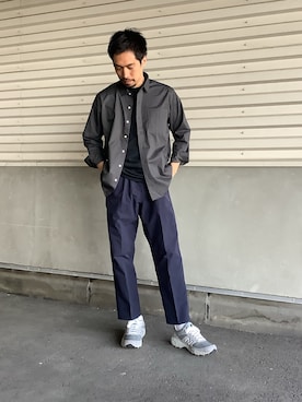 「アイテム（ビジネスシャツ、ブラック系）」を使った、BRICK HOUSE by Tokyo Shirts 盛岡南イオンモール店さん（メンズ・180cm）の夏コーディネート