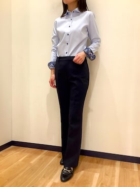 「アイテム（ビジネスシャツ）」を使った、BRICK HOUSE by Tokyo Shirts 盛岡南イオンモール店さん（レディース・161cm）の秋コーディネート