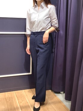 「アイテム（ビジネスシャツ、ブラウン系）」を使った、BRICK HOUSE by Tokyo Shirts 盛岡南イオンモール店さん（レディース・161cm）の秋コーディネート