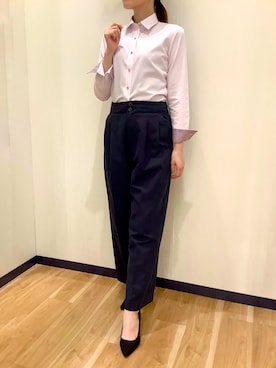 「アイテム（ビジネスシャツ）」を使った、BRICK HOUSE by Tokyo Shirts 盛岡南イオンモール店さん（レディース・163cm）の夏コーディネート