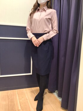 「アイテム（ビジネスシャツ、ピンク系）」を使った、BRICK HOUSE by Tokyo Shirts 盛岡南イオンモール店さん（レディース・163cm）の冬コーディネート