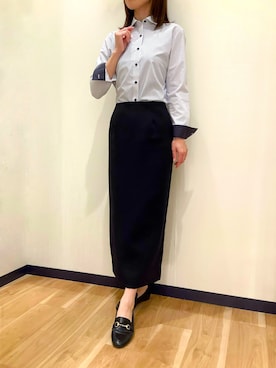 「アイテム（ビジネスシャツ）」を使った、BRICK HOUSE by Tokyo Shirts 盛岡南イオンモール店さん（レディース・161cm）の夏コーディネート