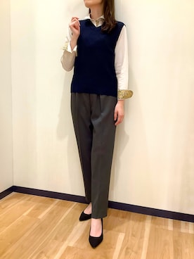 「アイテム（ビジネスシャツ）」を使った、BRICK HOUSE by Tokyo Shirts 盛岡南イオンモール店さん（レディース・163cm）の秋コーディネート