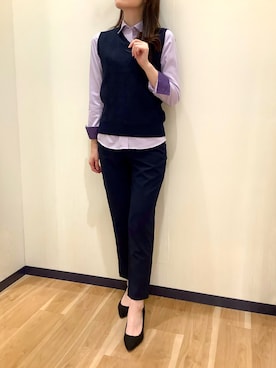 「アイテム（ビジネスシャツ）」を使った、BRICK HOUSE by Tokyo Shirts 盛岡南イオンモール店さん（レディース・163cm）の冬コーディネート