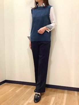 「アイテム（ビジネスシャツ）」を使った、BRICK HOUSE by Tokyo Shirts 盛岡南イオンモール店さん（レディース・160cm）の秋コーディネート