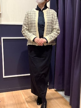 「アイテム（ビジネスシャツ、ブラック系）」を使った、BRICK HOUSE by Tokyo Shirts 盛岡南イオンモール店さん（レディース・163cm）の冬コーディネート