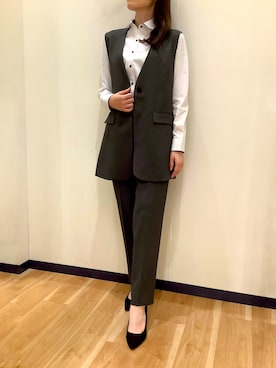 「アイテム（ビジネスシャツ）」を使った、BRICK HOUSE by Tokyo Shirts 盛岡南イオンモール店さん（レディース・163cm）の秋コーディネート
