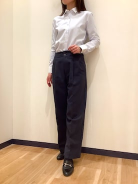 「アイテム（ビジネスシャツ）」を使った、BRICK HOUSE by Tokyo Shirts 盛岡南イオンモール店さん（レディース・161cm）の秋コーディネート