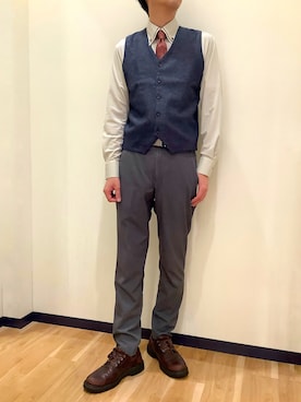 「アイテム（ビジネスシャツ）」を使った、BRICK HOUSE by Tokyo Shirts 盛岡南イオンモール店さん（メンズ・175cm）の秋コーディネート