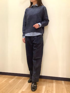 「アイテム（ビジネスシャツ）」を使った、BRICK HOUSE by Tokyo Shirts 盛岡南イオンモール店さん（レディース・161cm）の秋コーディネート