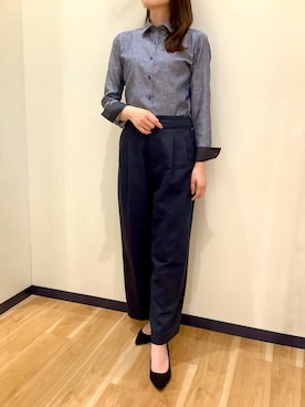 「アイテム（ビジネスシャツ）」を使った、BRICK HOUSE by Tokyo Shirts 盛岡南イオンモール店さん（レディース・163cm）の秋コーディネート