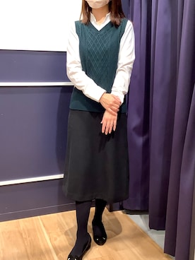 「Vネック」｜BRICK HOUSE by Tokyo Shirts 盛岡南イオンモール店さん（レディース・160cm）の秋コーディネート