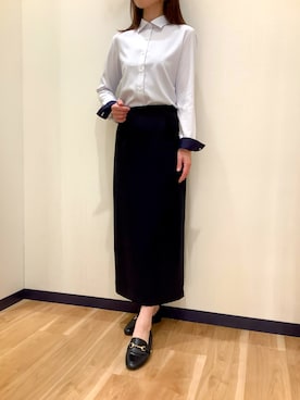 「アイテム（ビジネスシャツ）」を使った、BRICK HOUSE by Tokyo Shirts 盛岡南イオンモール店さん（レディース・161cm）の秋コーディネート
