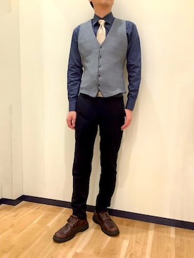 「アイテム（ビジネスシャツ）」を使った、BRICK HOUSE by Tokyo Shirts 盛岡南イオンモール店さん（メンズ・175cm）の冬コーディネート