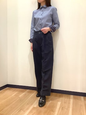 「アイテム（ビジネスシャツ）」を使った、BRICK HOUSE by Tokyo Shirts 盛岡南イオンモール店さん（レディース・161cm）の秋コーディネート