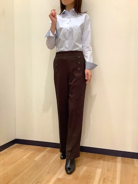 「アイテム（ビジネスシャツ）」を使った、BRICK HOUSE by Tokyo Shirts 盛岡南イオンモール店さん（レディース・161cm）の秋コーディネート