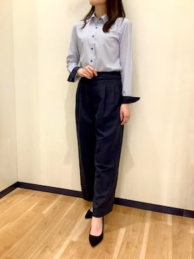 「アイテム（ビジネスシャツ）」を使った、BRICK HOUSE by Tokyo Shirts 盛岡南イオンモール店さん（レディース・163cm）の秋コーディネート