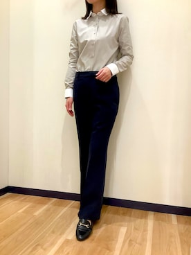 「アイテム（ビジネスシャツ）」を使った、BRICK HOUSE by Tokyo Shirts 盛岡南イオンモール店さん（レディース・161cm）の秋コーディネート