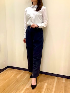 「アイテム（ビジネスシャツ）」を使った、BRICK HOUSE by Tokyo Shirts 盛岡南イオンモール店さん（レディース・163cm）の秋コーディネート
