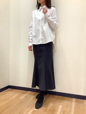 「アイテム（ビジネスシャツ）」を使った、BRICK HOUSE by Tokyo Shirts 盛岡南イオンモール店さん（レディース・161cm）の冬コーディネート