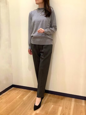 「TOKYO SHIRTS（トウキョウシャツ）のもちもち フリルネック プルオーバー（ニット/セーター）」を使った、BRICK HOUSE by Tokyo Shirts 盛岡南イオンモール店さん（レディース・163cm）の秋コーディネート