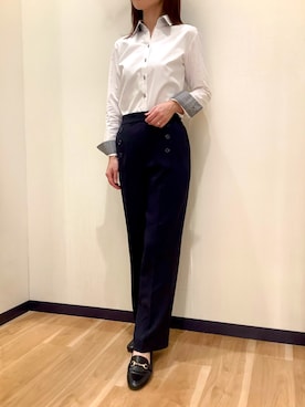 「アイテム（ビジネスシャツ）」を使った、BRICK HOUSE by Tokyo Shirts 盛岡南イオンモール店さん（レディース・161cm）の秋コーディネート