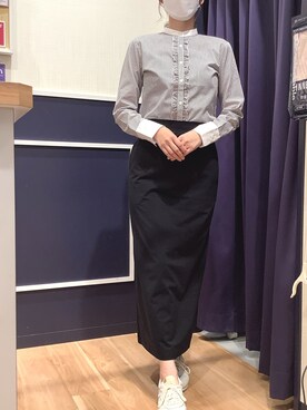 「アイテム（ビジネスシャツ、ブラウン系）」を使った、BRICK HOUSE by Tokyo Shirts 盛岡南イオンモール店さん（レディース・163cm）の夏コーディネート