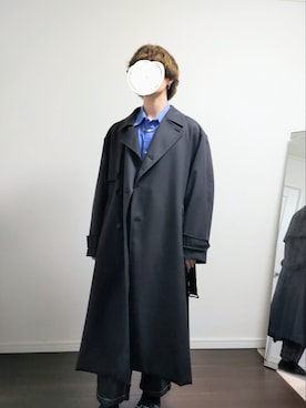 「LIDNM（リドム）のアイテム（トレンチコート）」を使った、えせ_eseさん（メンズ・176cm）の冬コーディネート