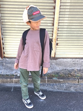 「Rodeo Crowns（ロデオクラウンズ）のアイテム」を使った、JとIとKさん（キッズ・123cm）の冬コーディネート
