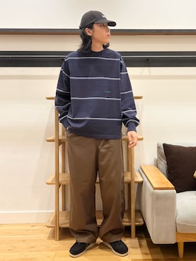 「URBAN RESEARCH DOORS（アーバンリサーチドアーズ）のL.L.Bean JAPAN EDITION　UNION LONG SLEEVE STRIPE T-SHIRTS（Tシャツ/カットソー、ブルー系）」を使った、小林優介さん（メンズ・177cm）の秋コーディネート