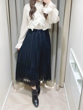「titty＆Co. PETIT（ティティアンドコープティ）のアイテム（スカート）」を使った、norika🌙🤍さん（レディース・158cm）の冬コーディネート
