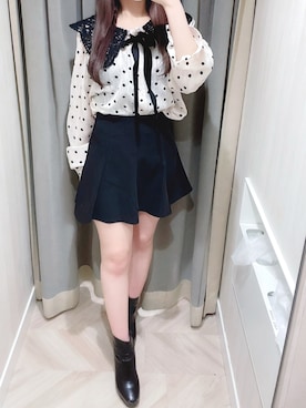 「titty＆Co. PETIT by poyo（ティティーアンドコープティバイポヨ）のアイテム（シャツ/ブラウス）」を使った、norika🌙🤍さん（レディース・158cm）の春コーディネート