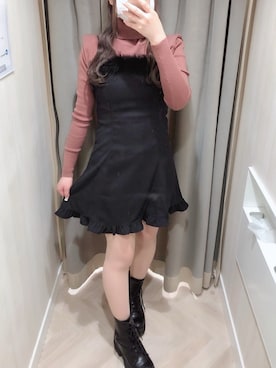 「フェザー」｜「アイテム（ワンピース/ドレス）」を使った、norika🌙🤍さん（レディース・157cm）の冬コーディネート