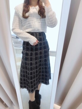「titty＆Co. PETIT（ティティアンドコープティ）のアイテム（スカート）」を使った、norika🌙🤍さん（レディース・157cm）の冬コーディネート