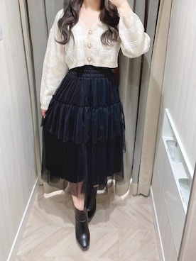 「titty＆Co. PETIT（ティティアンドコープティ）のアイテム（スカート）」を使った、norika🌙🤍さん（レディース・158cm）の冬コーディネート